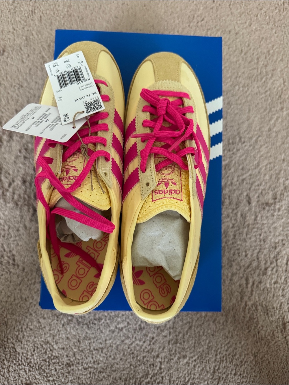 adidas Yellow and Pink SL 72 Retro Sneakers - Picture 5 of 9
